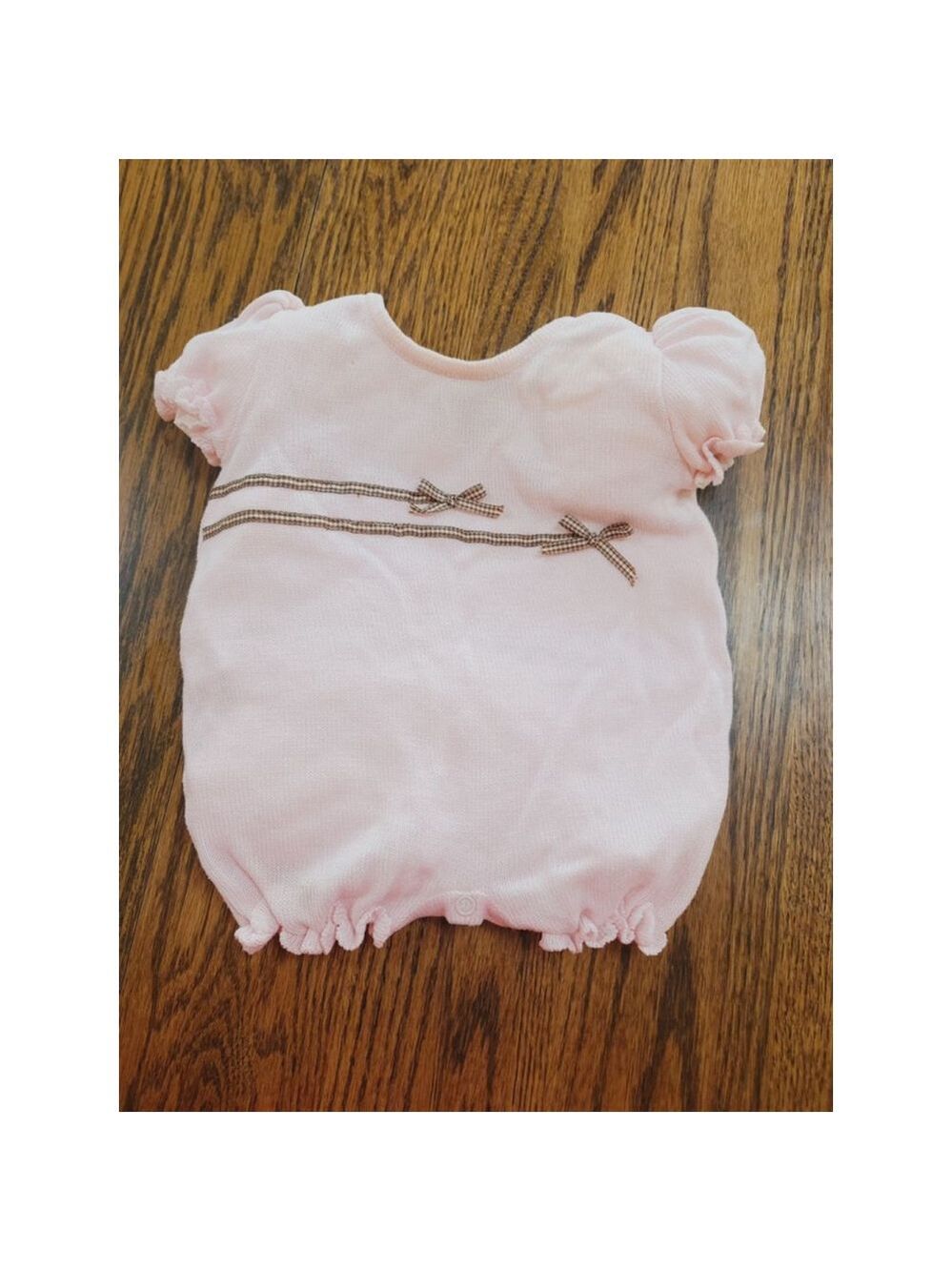 Catimini Pink Knit Romper 3-6M | Cute Bow Details - Picture 5 of 9